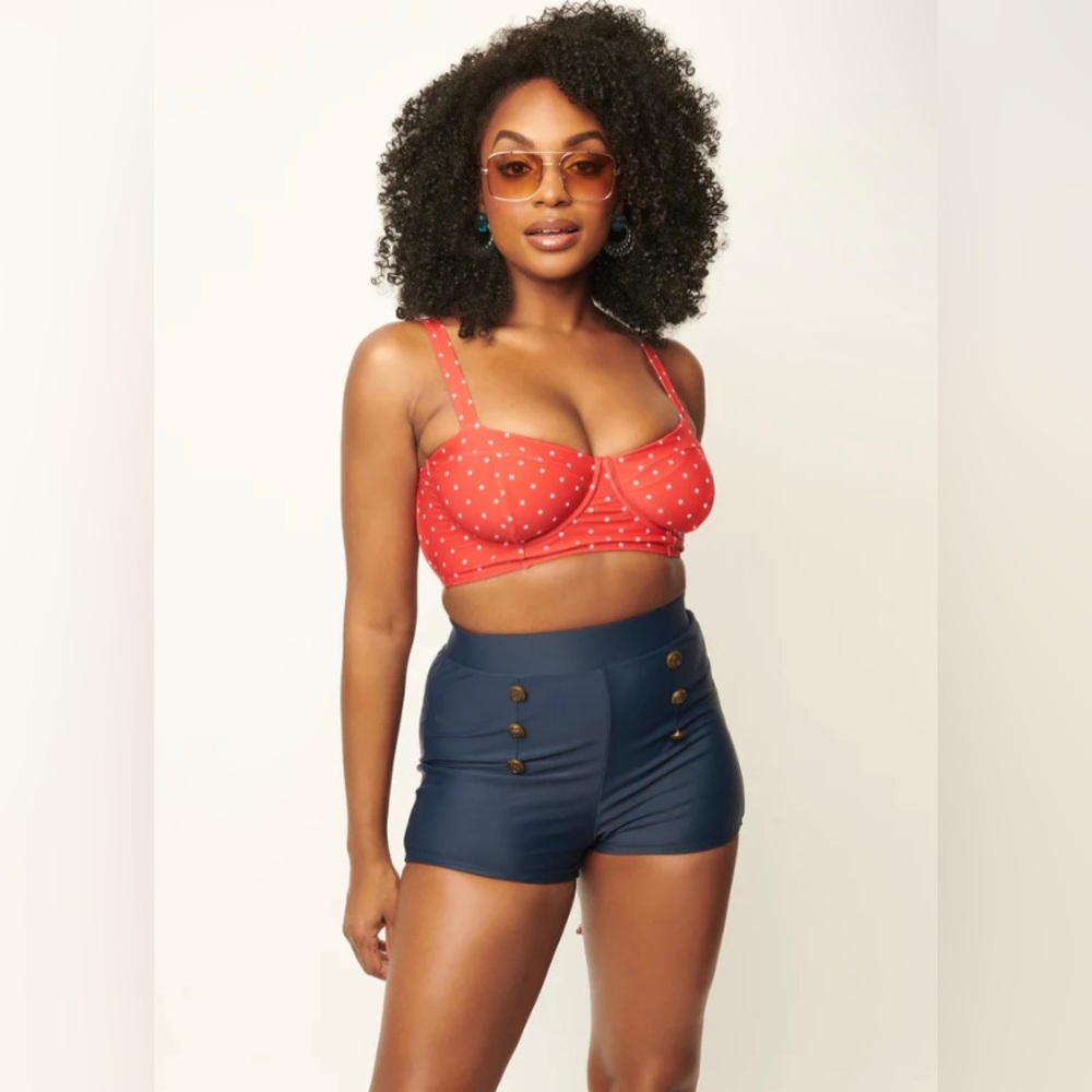 Unique Vintage NWT Nautical Button Capitola Bikini Short Bottom Only